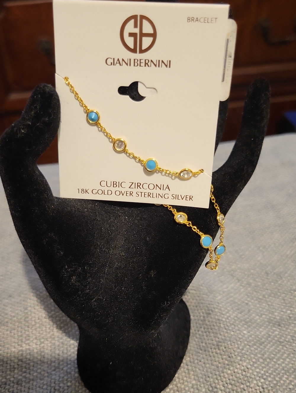 Giani Bernini Gold-Tone Bracelet with Turquoise and Clear Stones